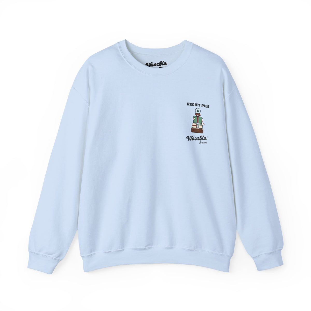 WoozKa Brands Funny Christmas Sweatshirt, Regift Office Party Back Print