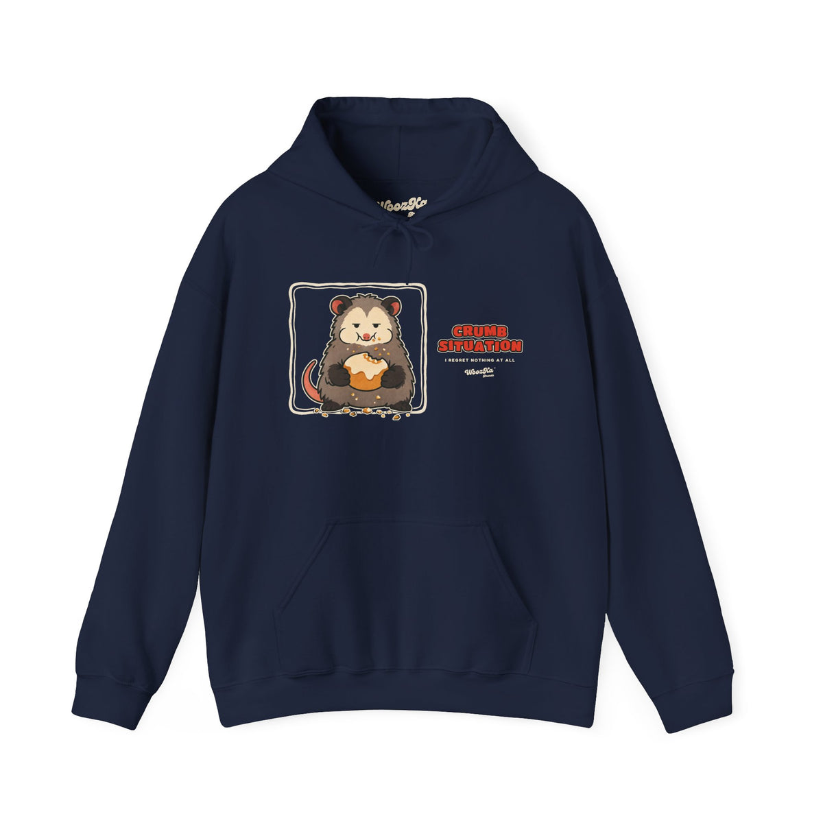 WoozKa Brands Funny Possum Hoodie, Cute Opossum Pastry Wide Front Print