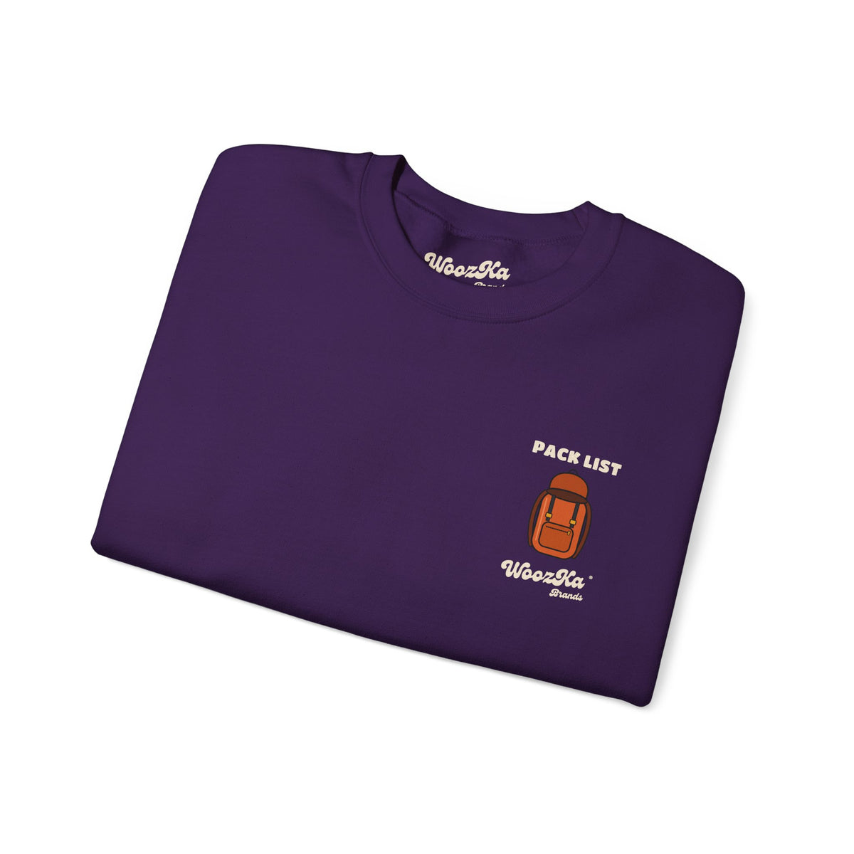 WoozKa Brands Hiking Sweatshirt, Backpacking Gear List Back Print