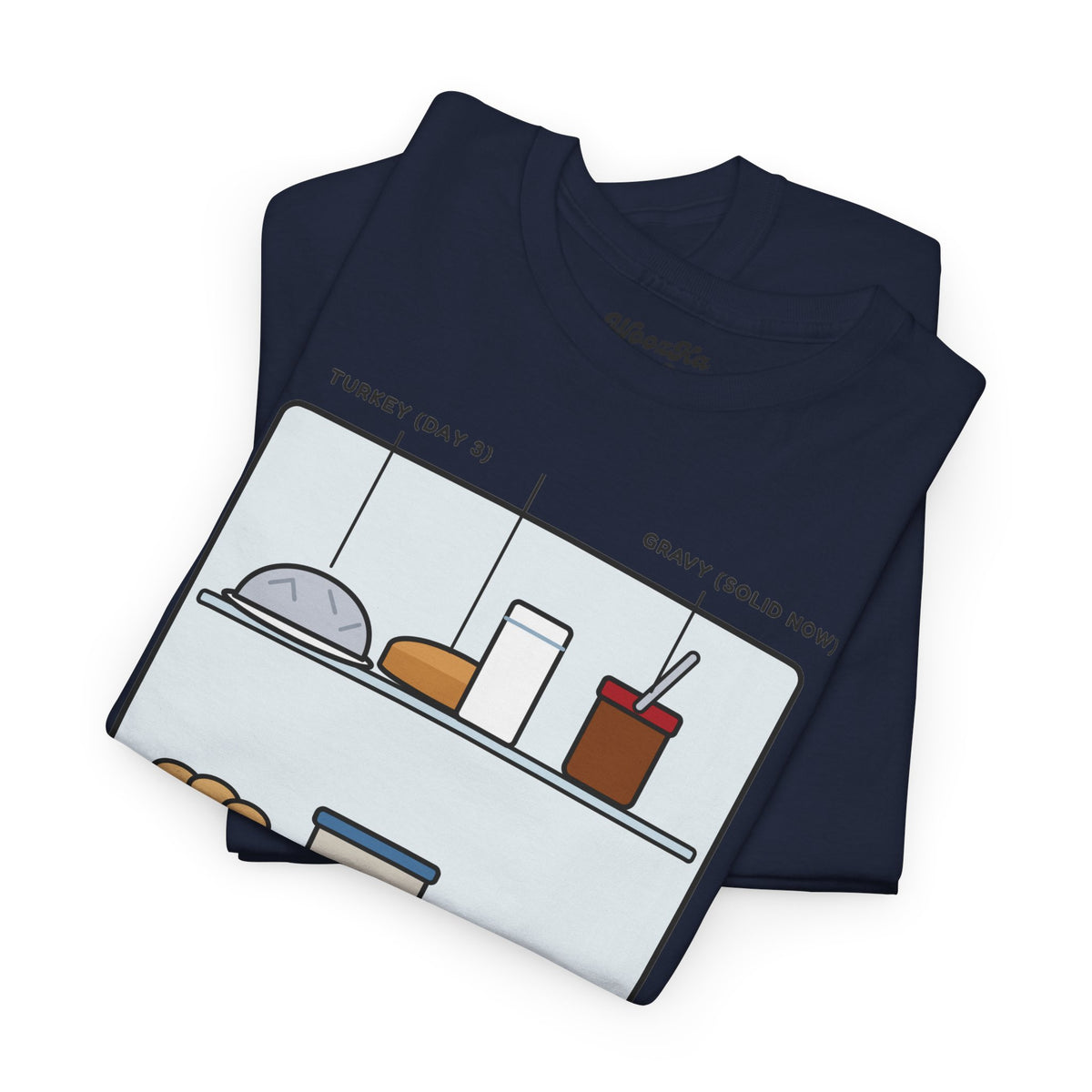 WoozKa Brands Funny Thanksgiving Leftovers T-Shirt, Turkey Pie Front Print