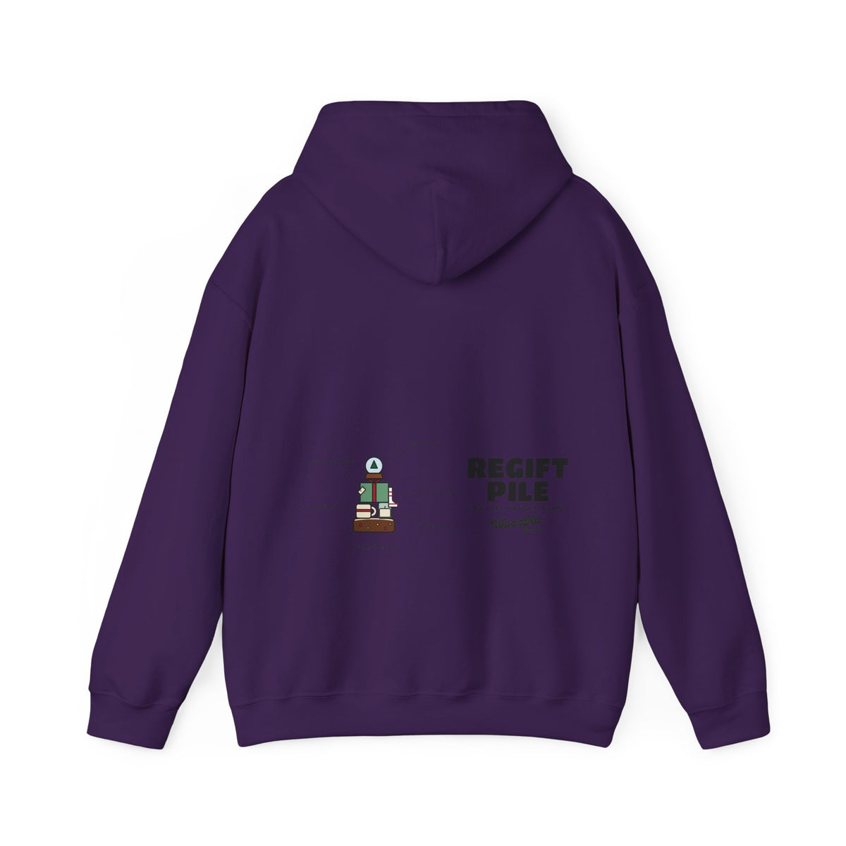 WoozKa Brands Funny Christmas Hoodie, Regift Office Party Wide Back Print