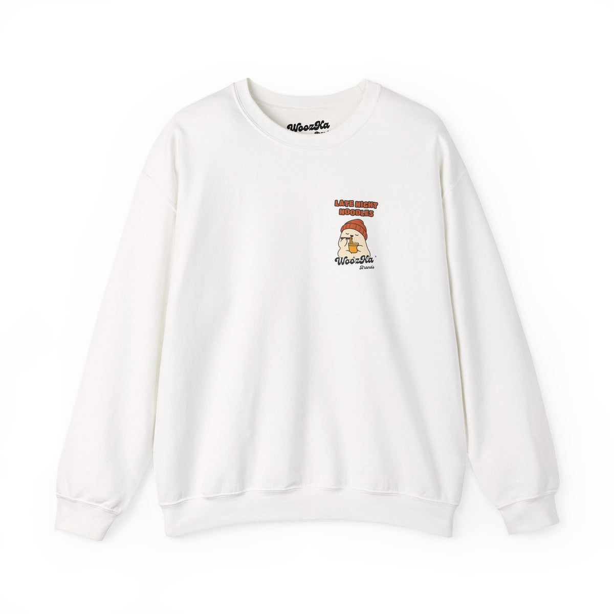 WoozKa Brands Late Night Noodles Ghost Crewneck Sweatshirt, Two-Sided