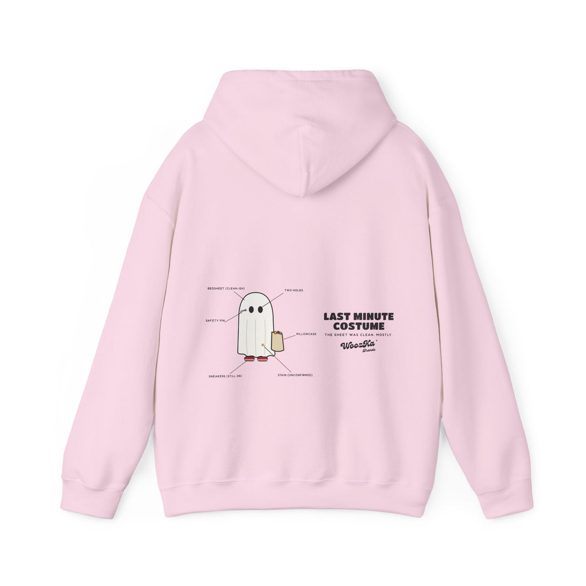 WoozKa Brands Lazy Halloween Costume Hoodie, Funny Ghost Wide Back Print