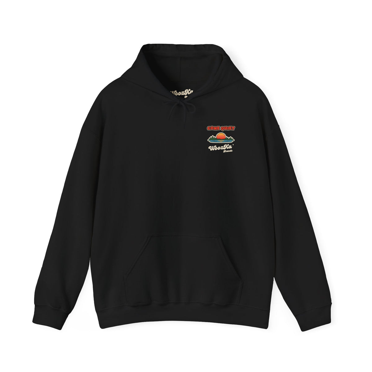 WoozKa Brands Retro Sunset Lake Hoodie, Nature Outdoors Wide Back Print