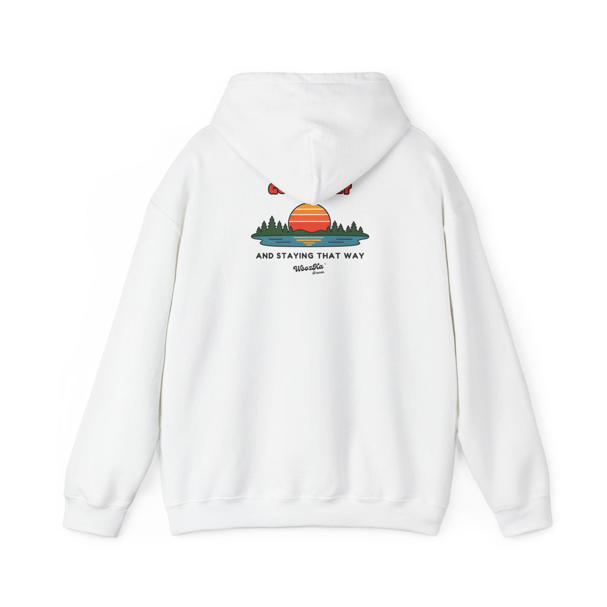 WoozKa Brands Retro Sunset Lake Hoodie, Nature Outdoors Pine Back Print