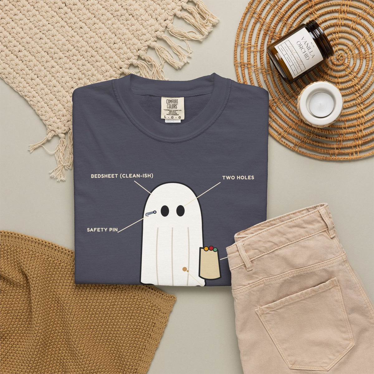 WoozKa Brands Lazy Halloween Costume Heavyweight Tee, Front Print