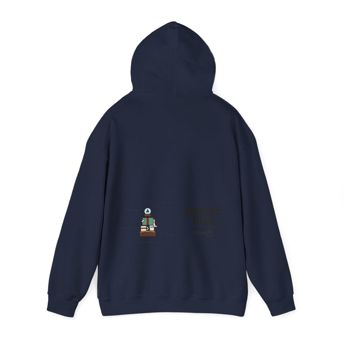 WoozKa Brands Funny Christmas Hoodie, Regift Office Party Wide Back Print