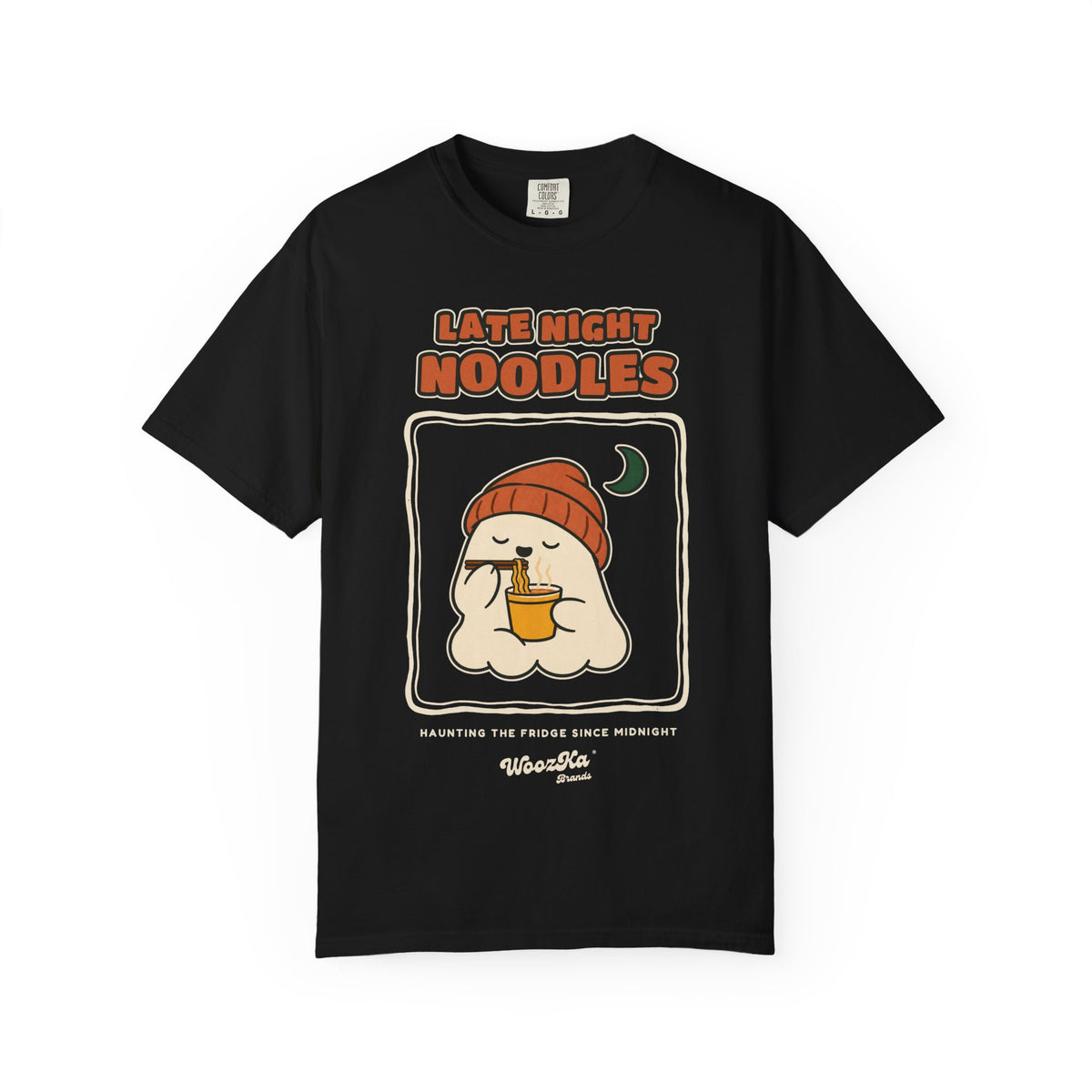WoozKa Brands Cute Ghost Halloween Heavyweight Tee, Ramen Front Print