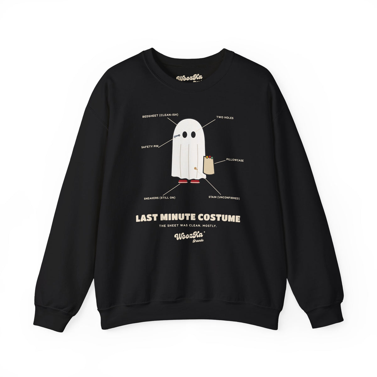 WoozKa Brands Lazy Halloween Costume Sweatshirt, Funny Ghost Front Print