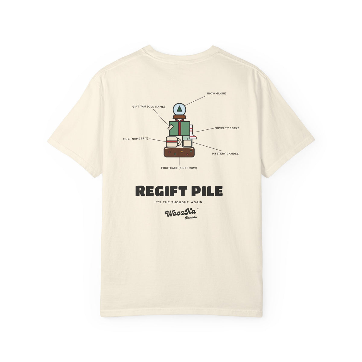 WoozKa Brands Funny Christmas Heavyweight Tee, Regift Office Back Print