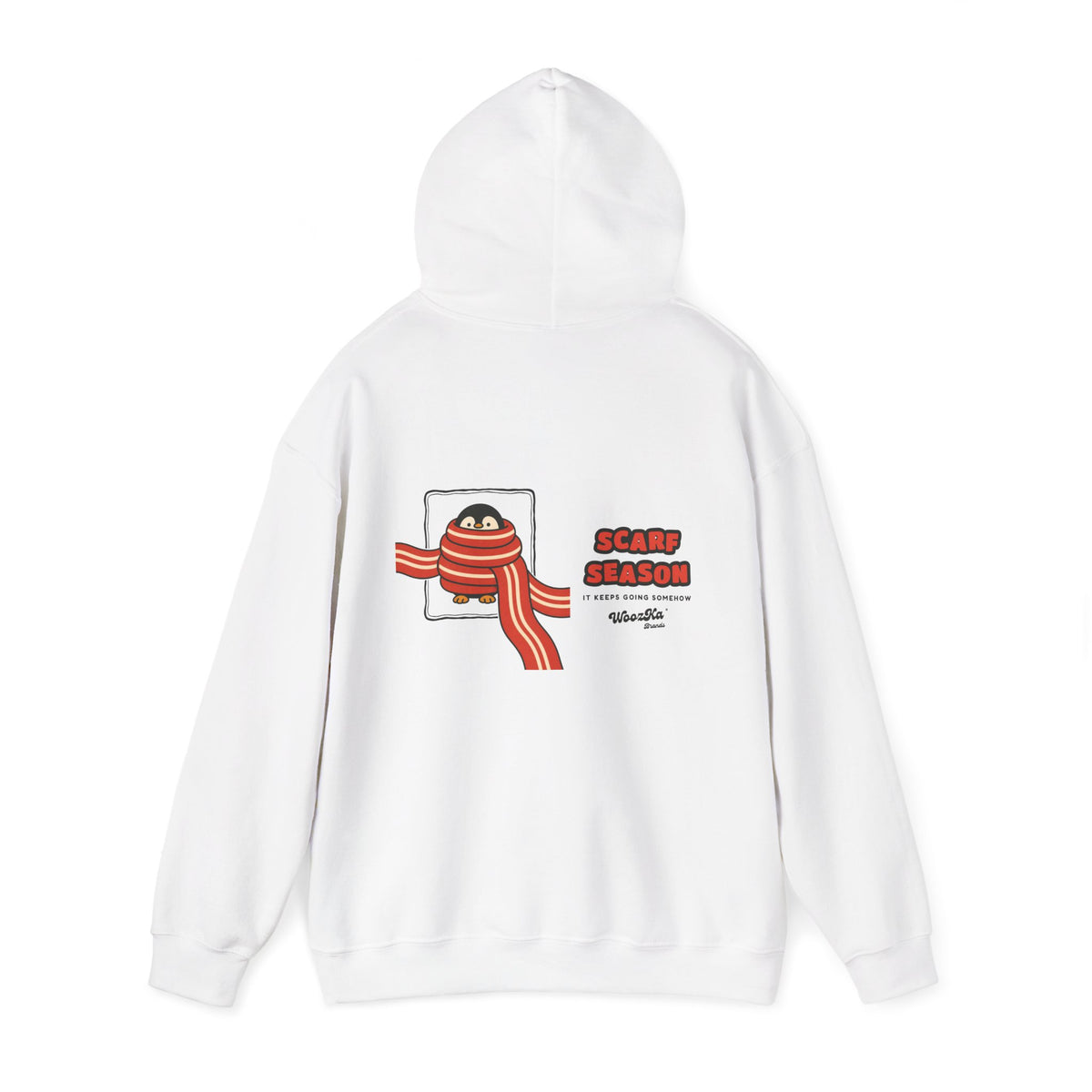 WoozKa Brands Scarf Season Penguin Hoodie, Wide Back Graphic