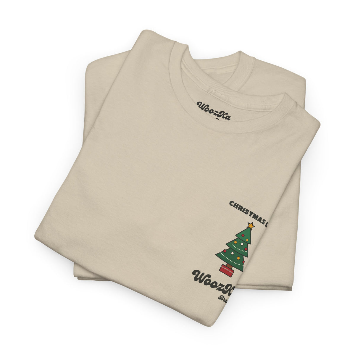 WoozKa Brands Cute Christmas Tree T-Shirt, Holiday List Back Print