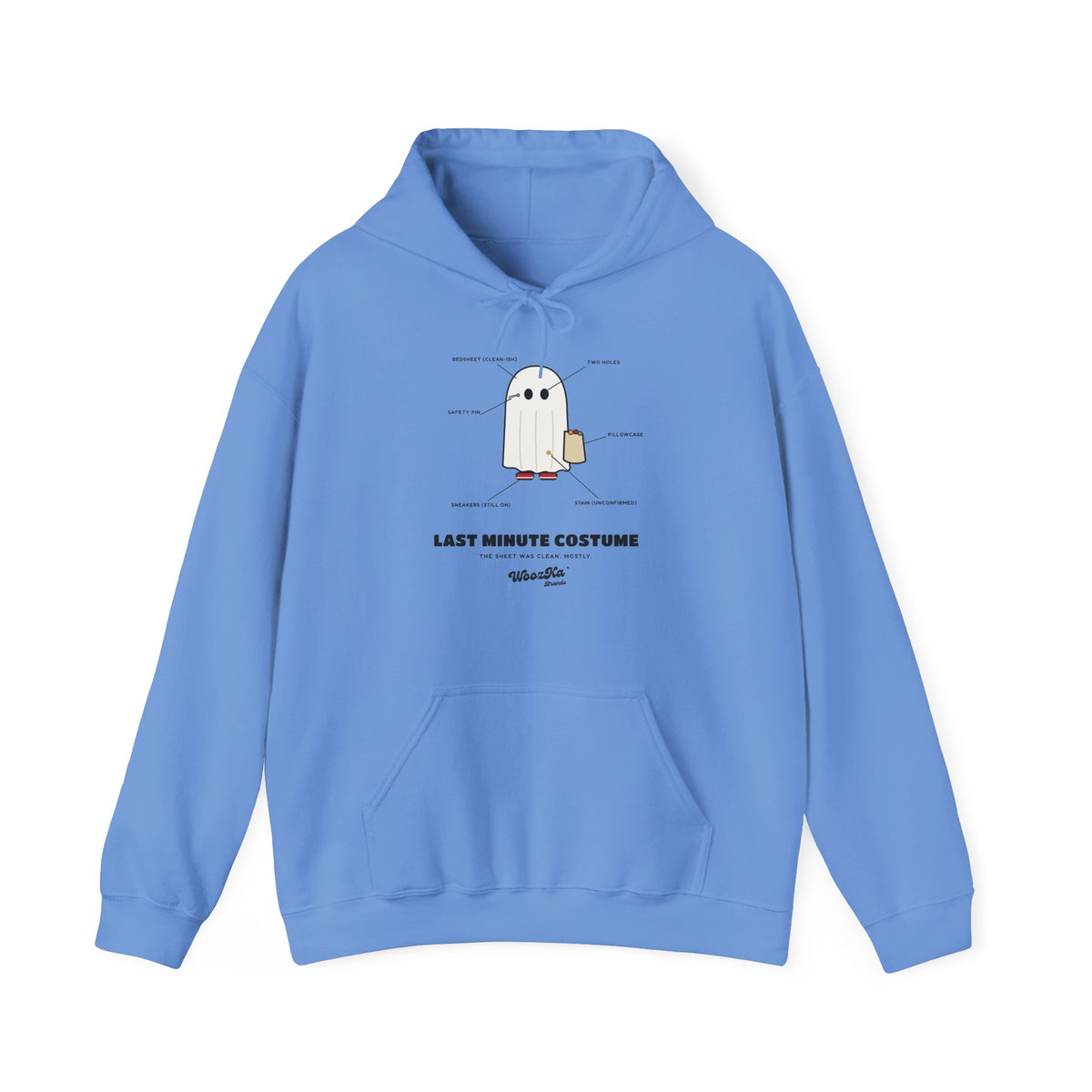 WoozKa Brands Lazy Halloween Costume Hoodie, Funny Ghost Sheet Front Print