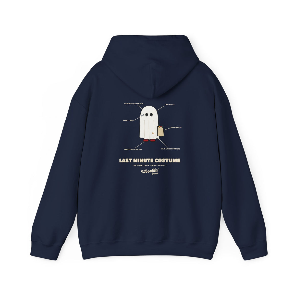 WoozKa Brands Lazy Halloween Costume Hoodie, Funny Ghost Sheet Back Print
