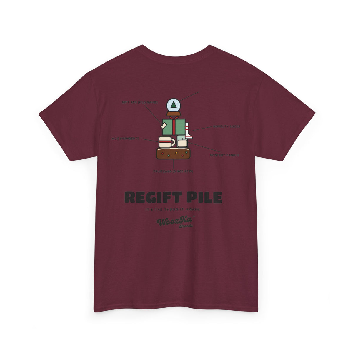 WoozKa Brands Funny Christmas T-Shirt, Regift Office Party Back Print