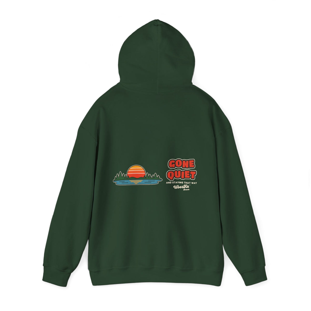 WoozKa Brands Retro Sunset Lake Hoodie, Nature Outdoors Wide Back Print