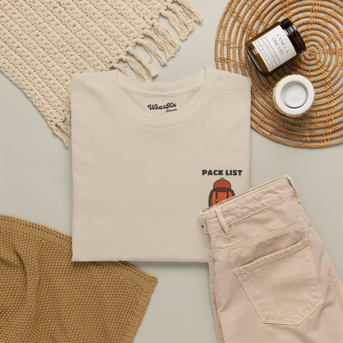 WoozKa Brands Hiking T-Shirt, Backpacking Gear List Back Print