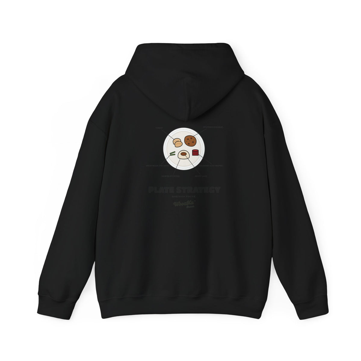 WoozKa Brands Funny Thanksgiving Hoodie, Turkey Dinner Plate Back Print