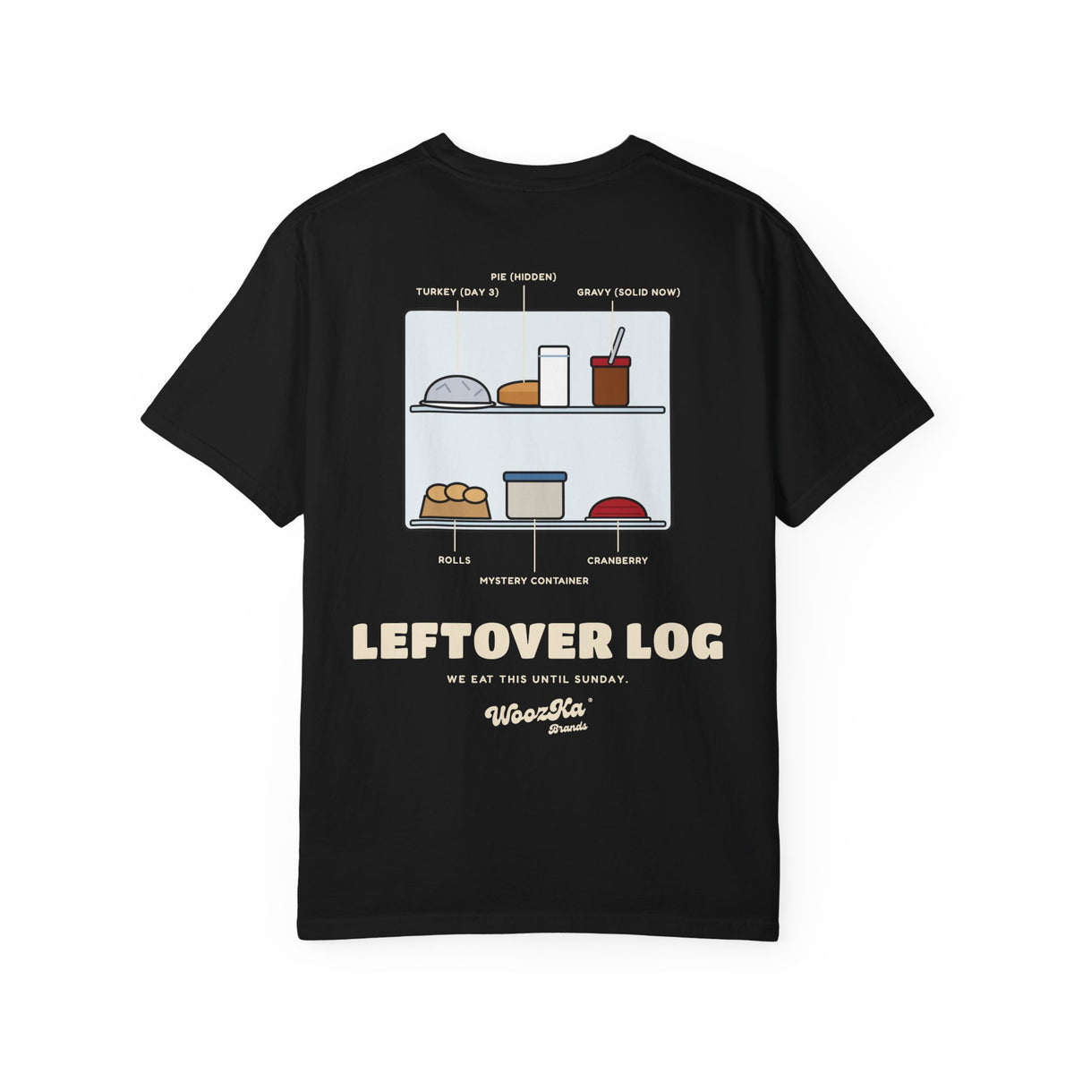 WoozKa Brands Funny Thanksgiving Leftovers Heavyweight Tee, Back Print