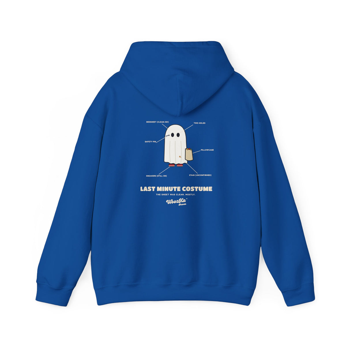 WoozKa Brands Lazy Halloween Costume Hoodie, Funny Ghost Sheet Back Print