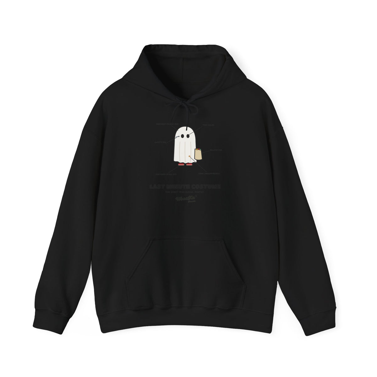 WoozKa Brands Lazy Halloween Costume Hoodie, Funny Ghost Sheet Front Print