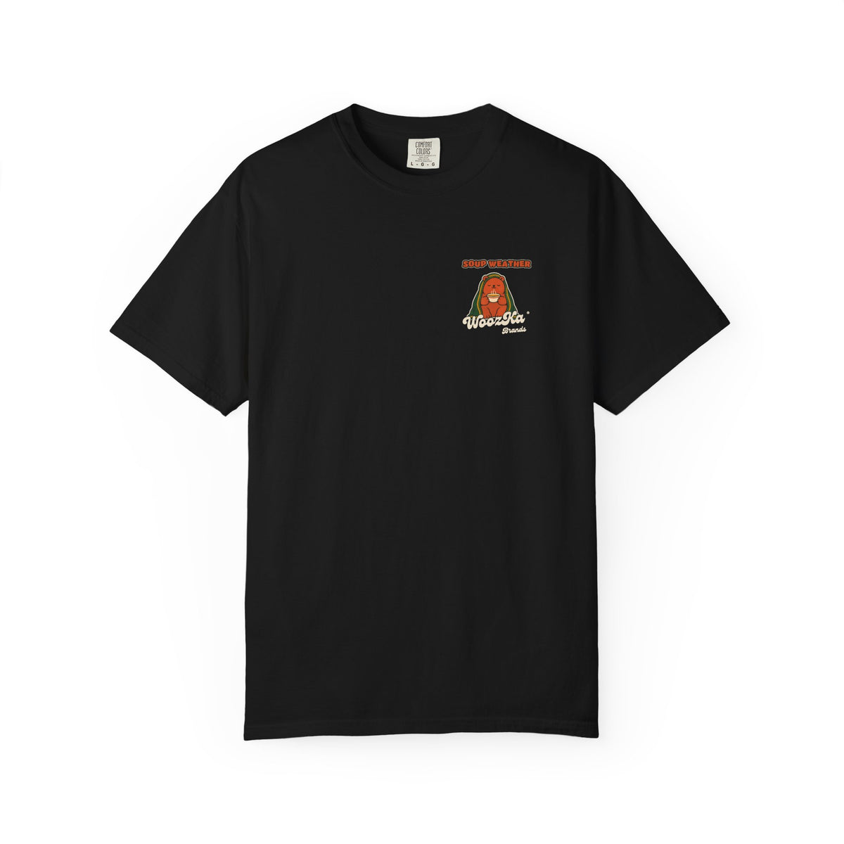 WoozKa Brands Soup Weather Bear Garment-Dyed T-Shirt, Two-Sided Graphic