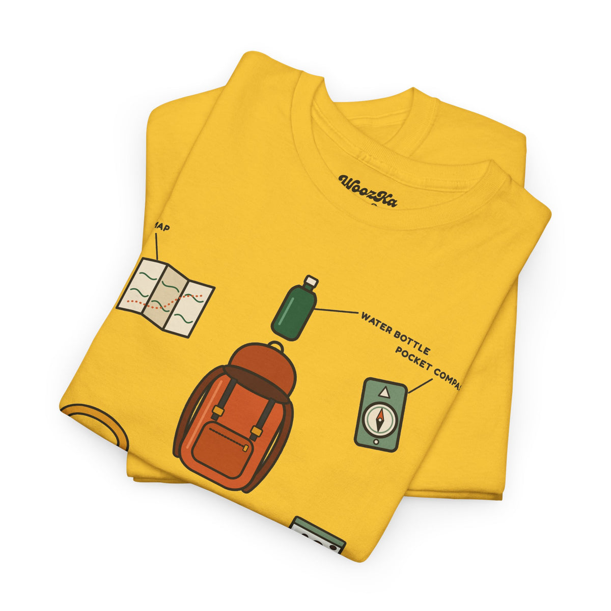 WoozKa Brands Hiking T-Shirt, Backpacking Gear List Front Print
