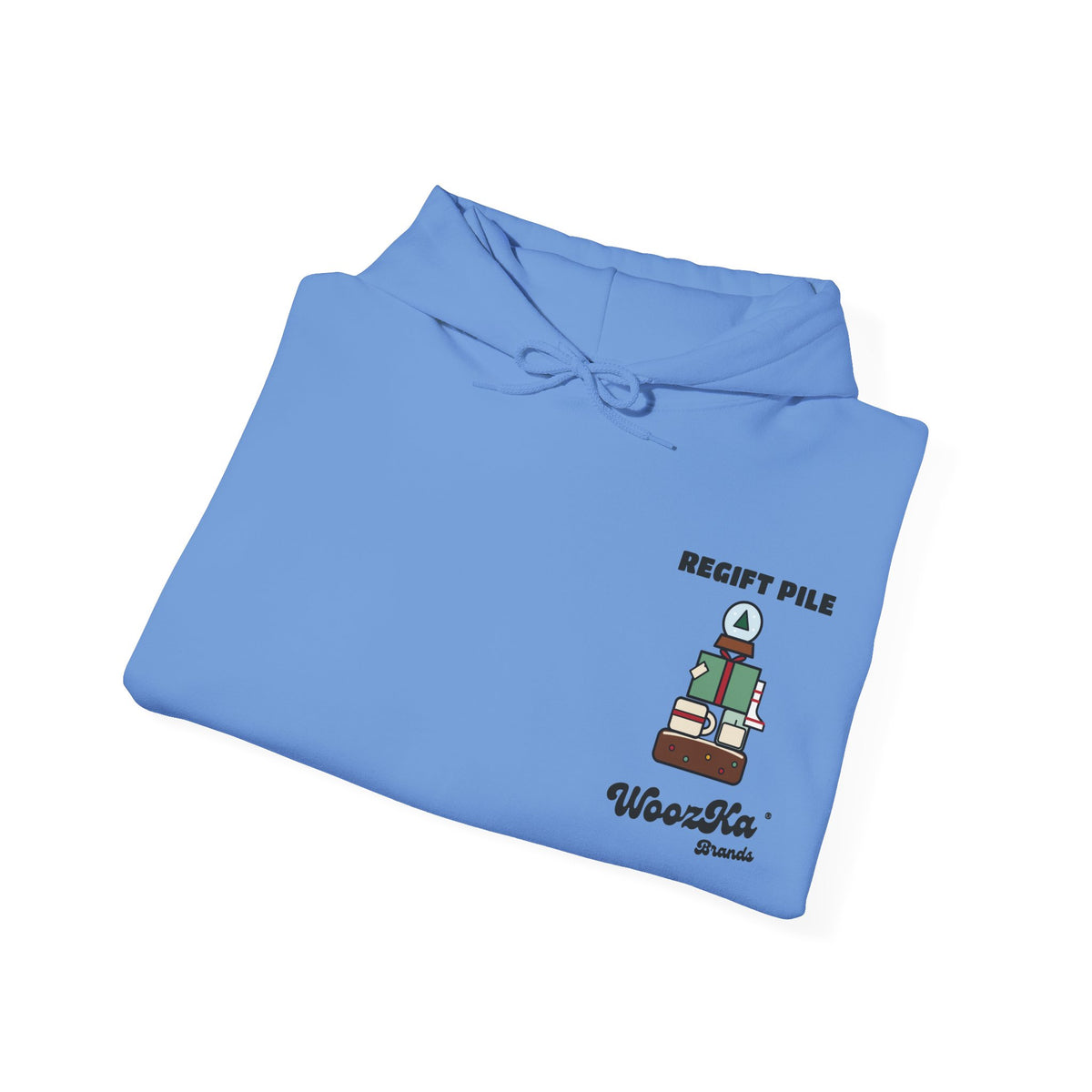 WoozKa Brands Funny Christmas Hoodie, Regift Office Party Wide Back Print