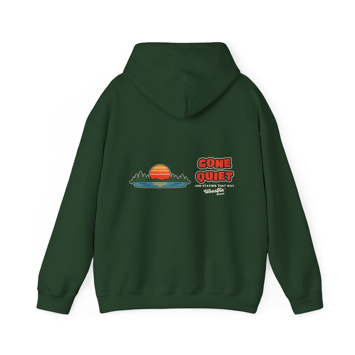 WoozKa Brands Retro Sunset Lake Hoodie, Nature Outdoors Wide Back Print