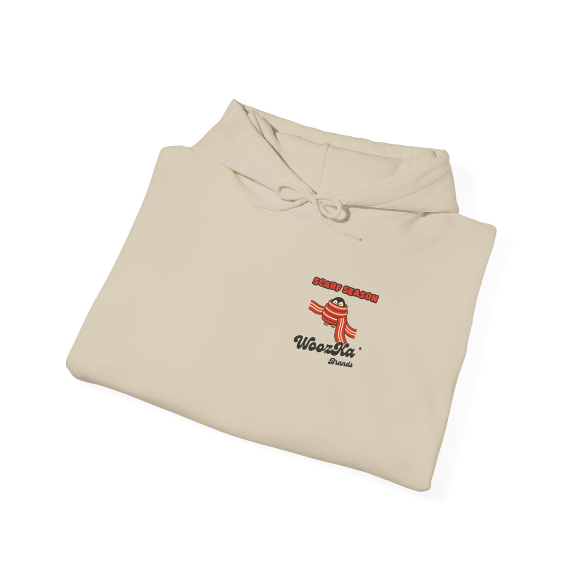 WoozKa Brands Scarf Season Penguin Hoodie, Wide Back Graphic