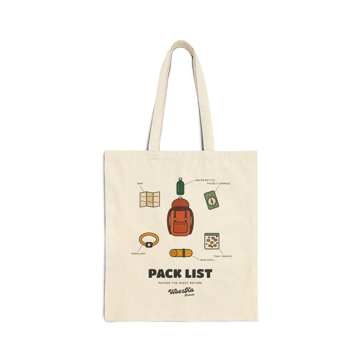 WoozKa Brands Hiking Tote Bag, Backpacking Gear List Canvas Tote