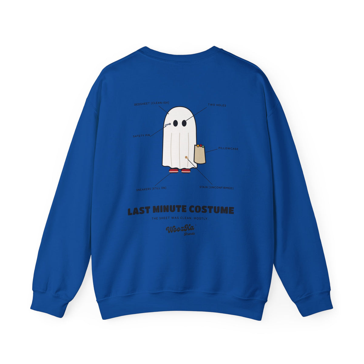WoozKa Brands Lazy Halloween Costume Sweatshirt, Funny Ghost Back Print