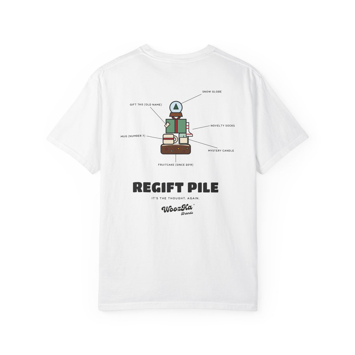 WoozKa Brands Funny Christmas Heavyweight Tee, Regift Office Back Print