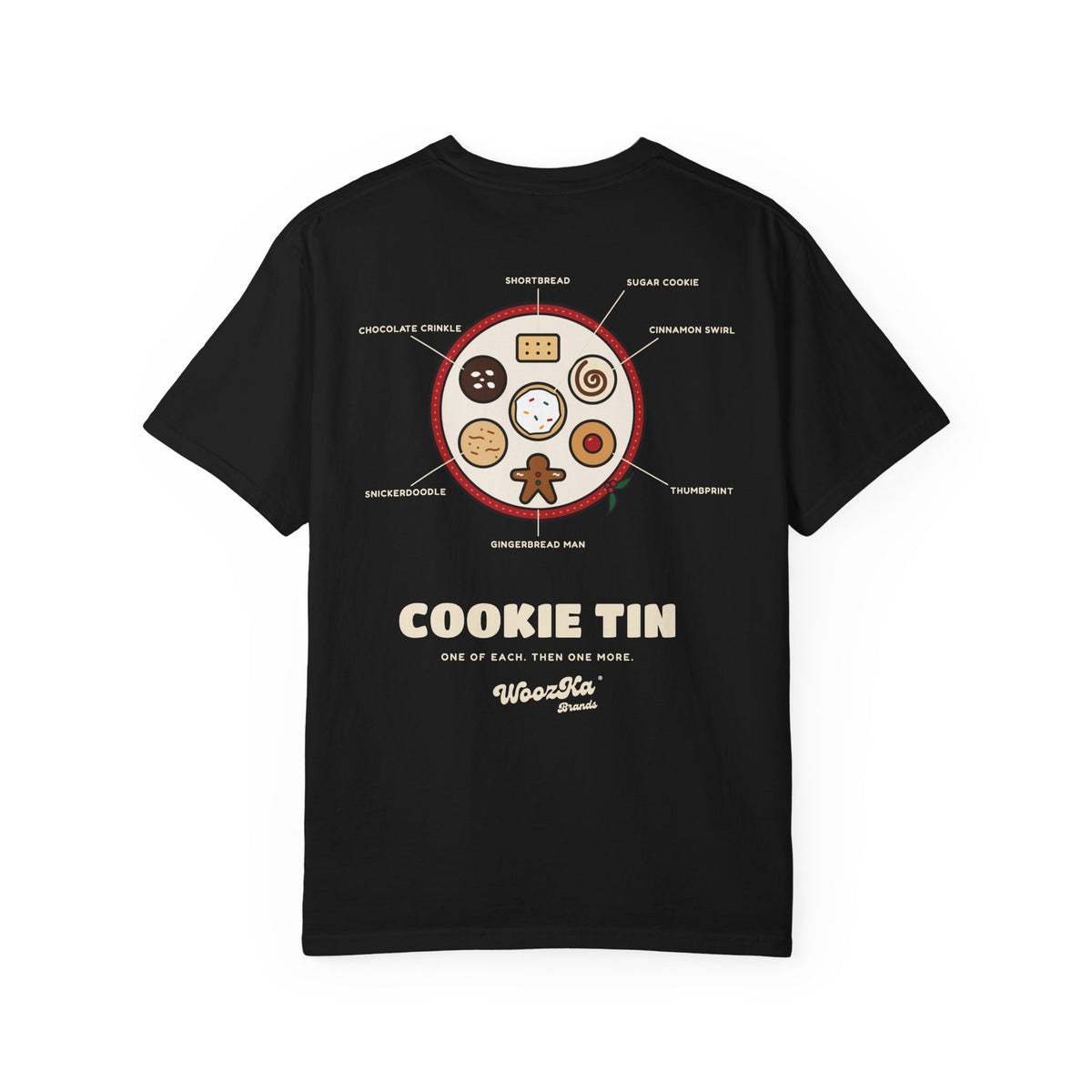 WoozKa Brands Christmas Cookie Heavyweight Tee, Holiday Baking Back Print