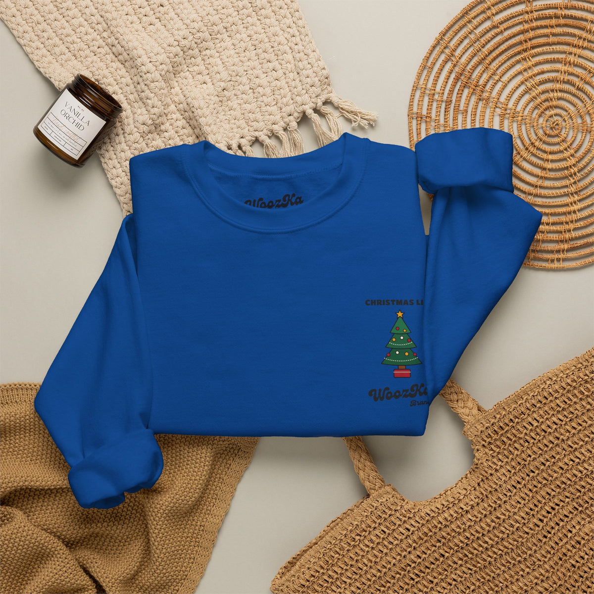 WoozKa Brands Cute Christmas Tree Sweatshirt, Holiday List Back Print