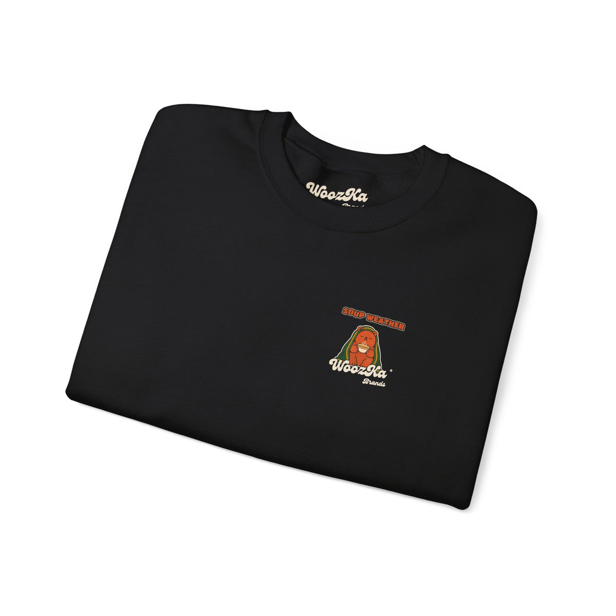WoozKa Brands Soup Weather Bear Crewneck Sweatshirt, Front and Back Graphic