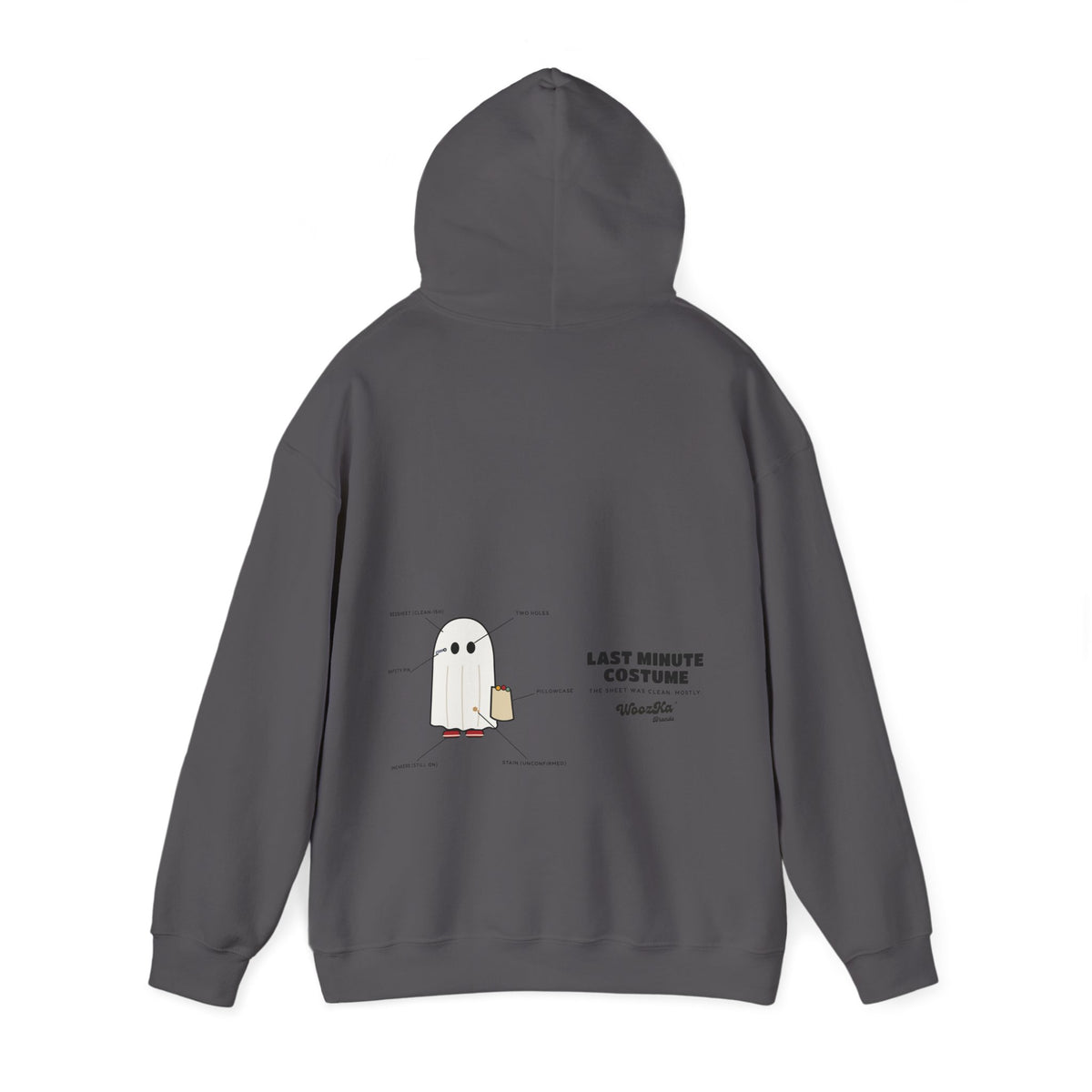 WoozKa Brands Lazy Halloween Costume Hoodie, Funny Ghost Wide Back Print