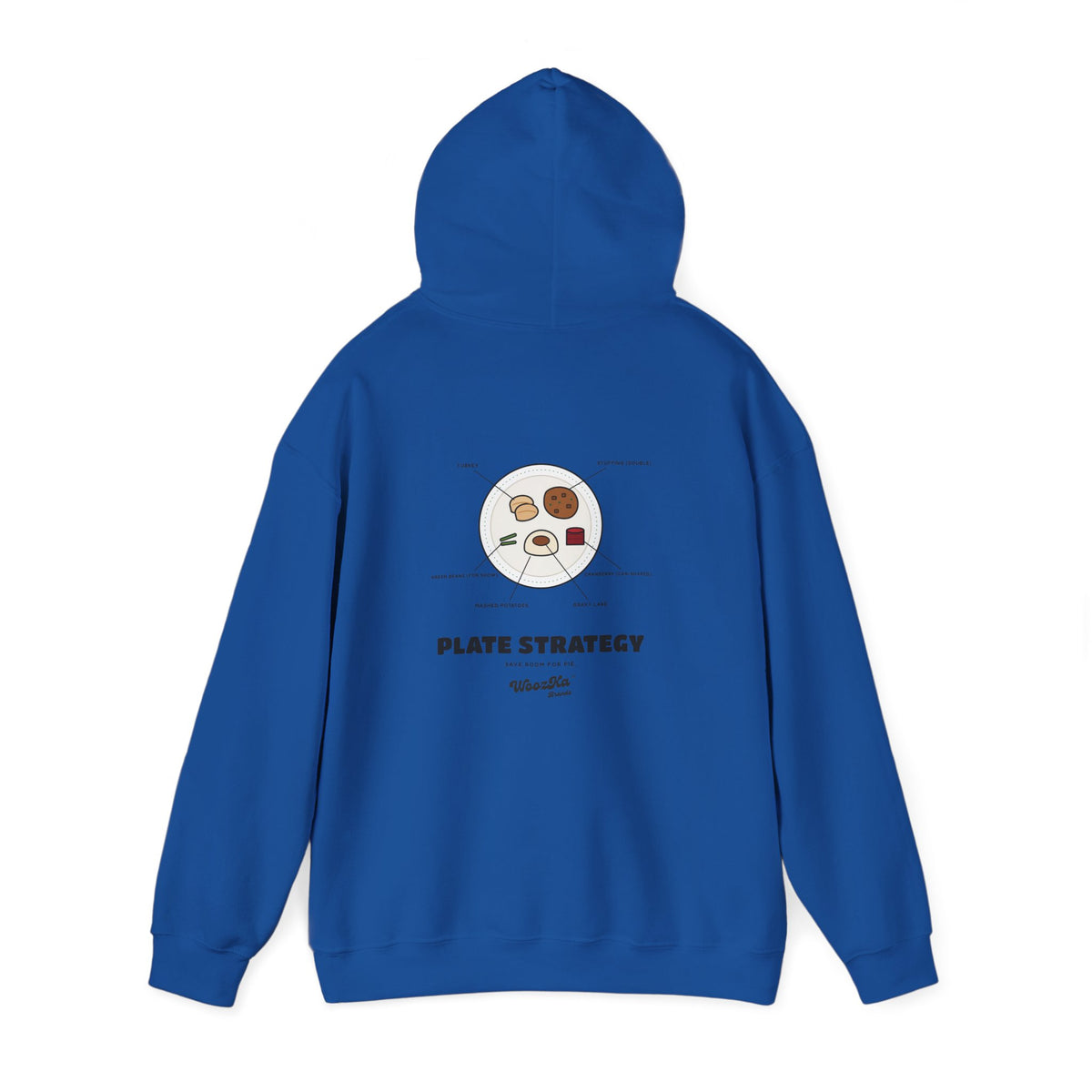WoozKa Brands Funny Thanksgiving Hoodie, Turkey Dinner Plate Back Print