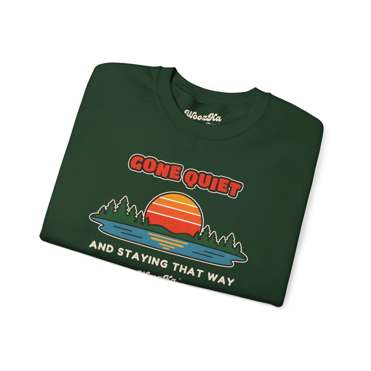 WoozKa Brands Retro Sunset Lake Sweatshirt, Nature Outdoors Front Print