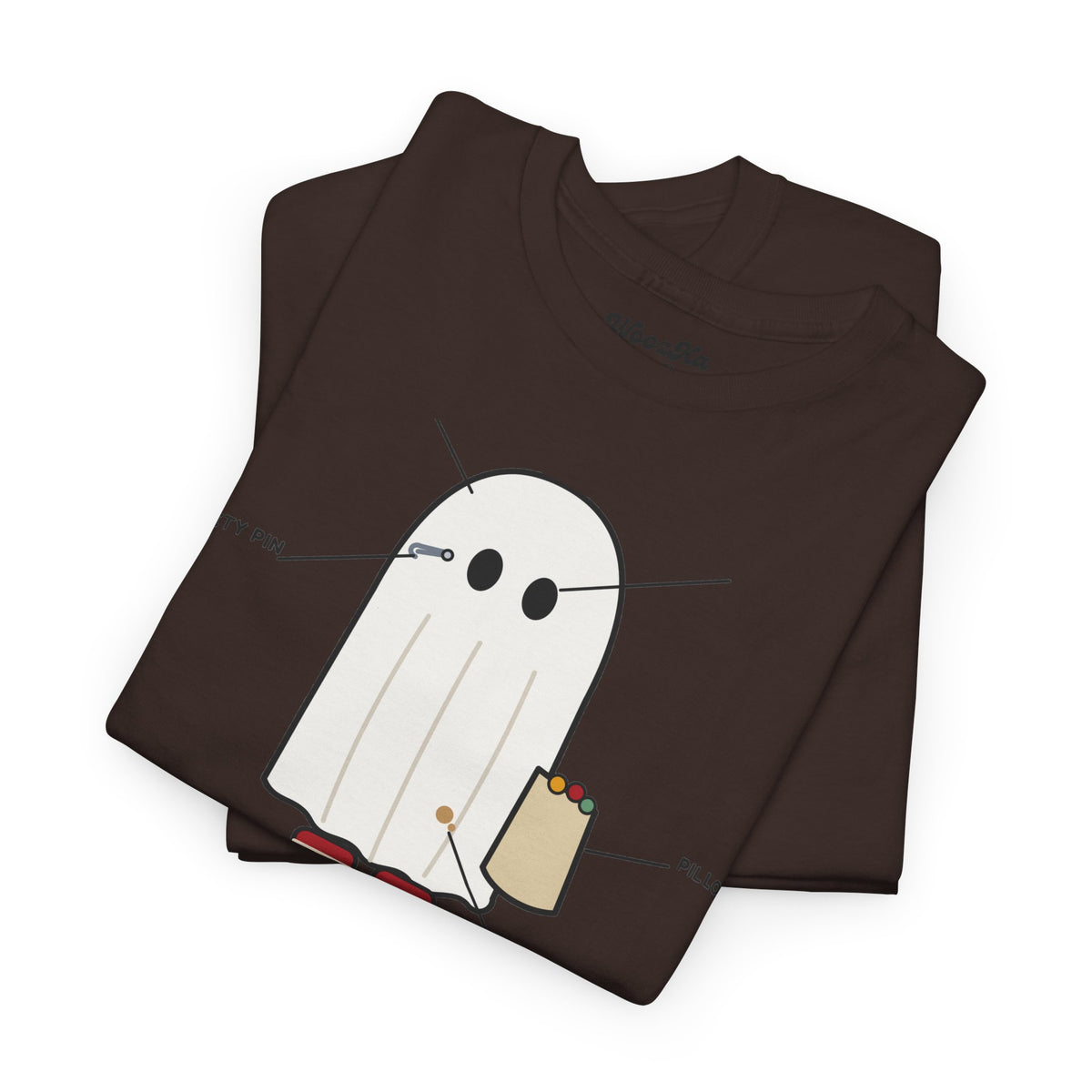 WoozKa Brands Lazy Halloween Costume T-Shirt, Funny Ghost Sheet Front Print