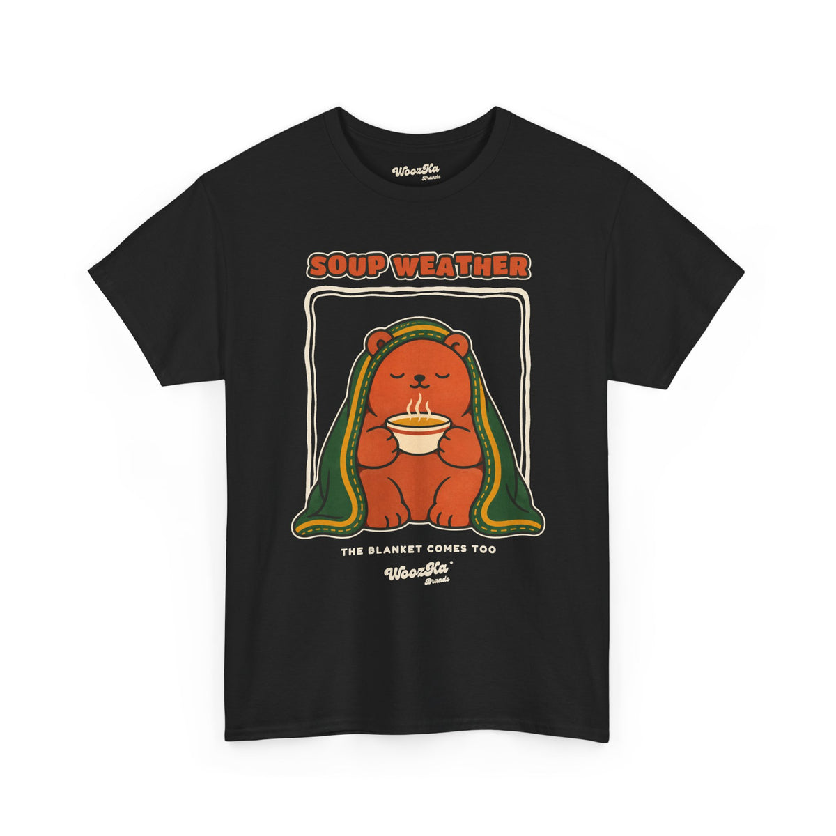 WoozKa Brands Soup Weather Bear Heavy Cotton T-Shirt, Front Graphic