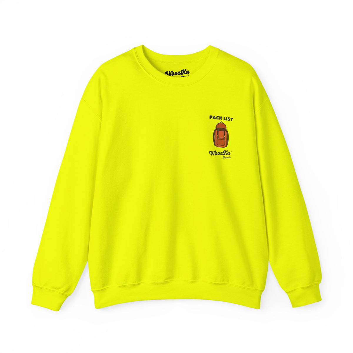 WoozKa Brands Hiking Sweatshirt, Backpacking Gear List Back Print
