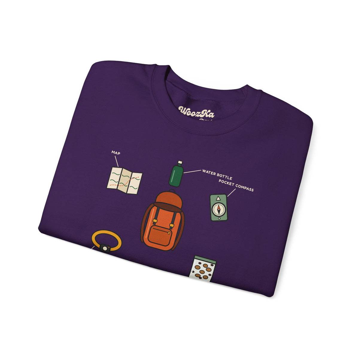 WoozKa Brands Hiking Sweatshirt, Backpacking Gear List Front Print