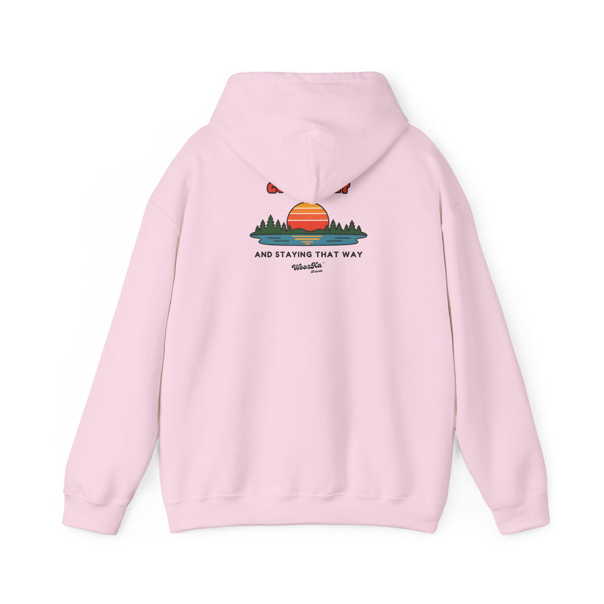 WoozKa Brands Retro Sunset Lake Hoodie, Nature Outdoors Pine Back Print