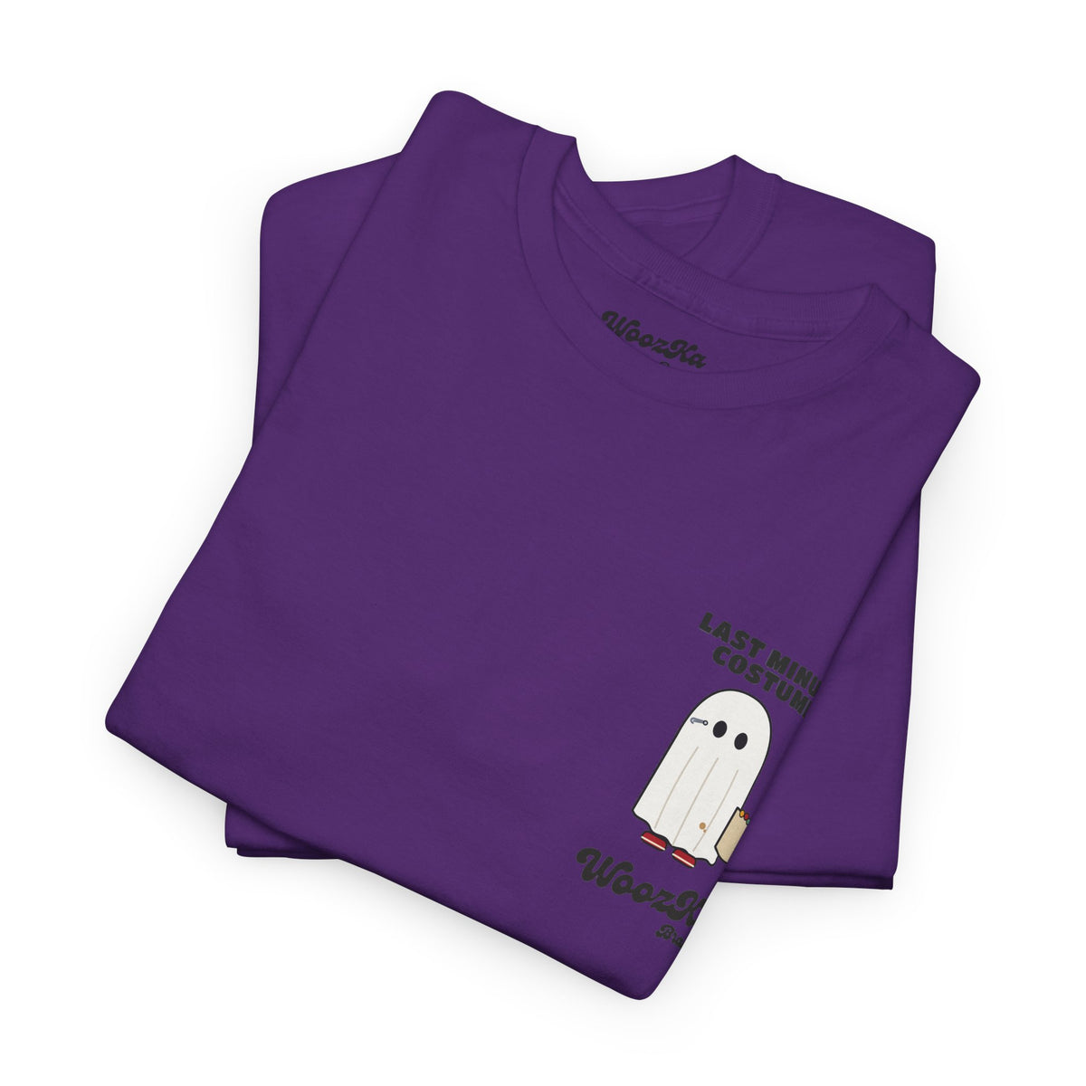 WoozKa Brands Lazy Halloween Costume T-Shirt, Funny Ghost Sheet Back Print