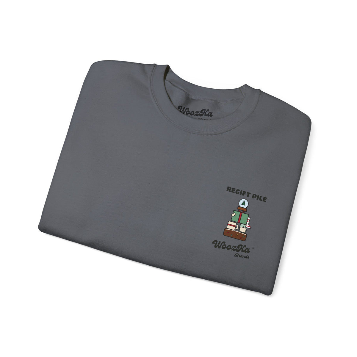 WoozKa Brands Funny Christmas Sweatshirt, Regift Office Party Back Print
