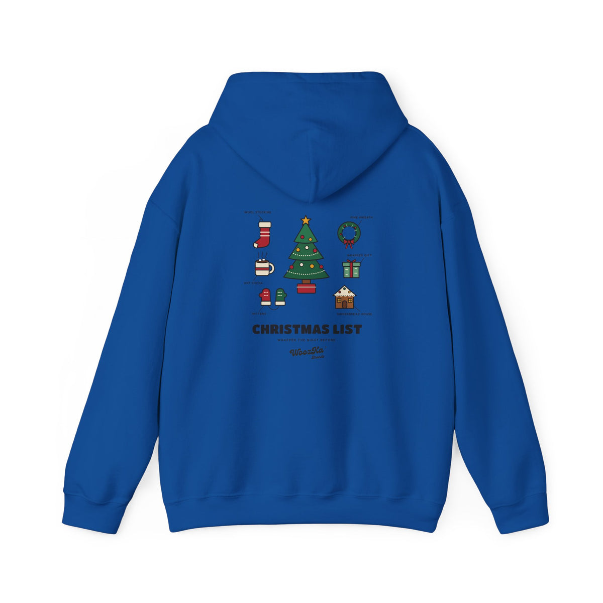 WoozKa Brands Cute Christmas Tree Hoodie, Holiday List Back Print