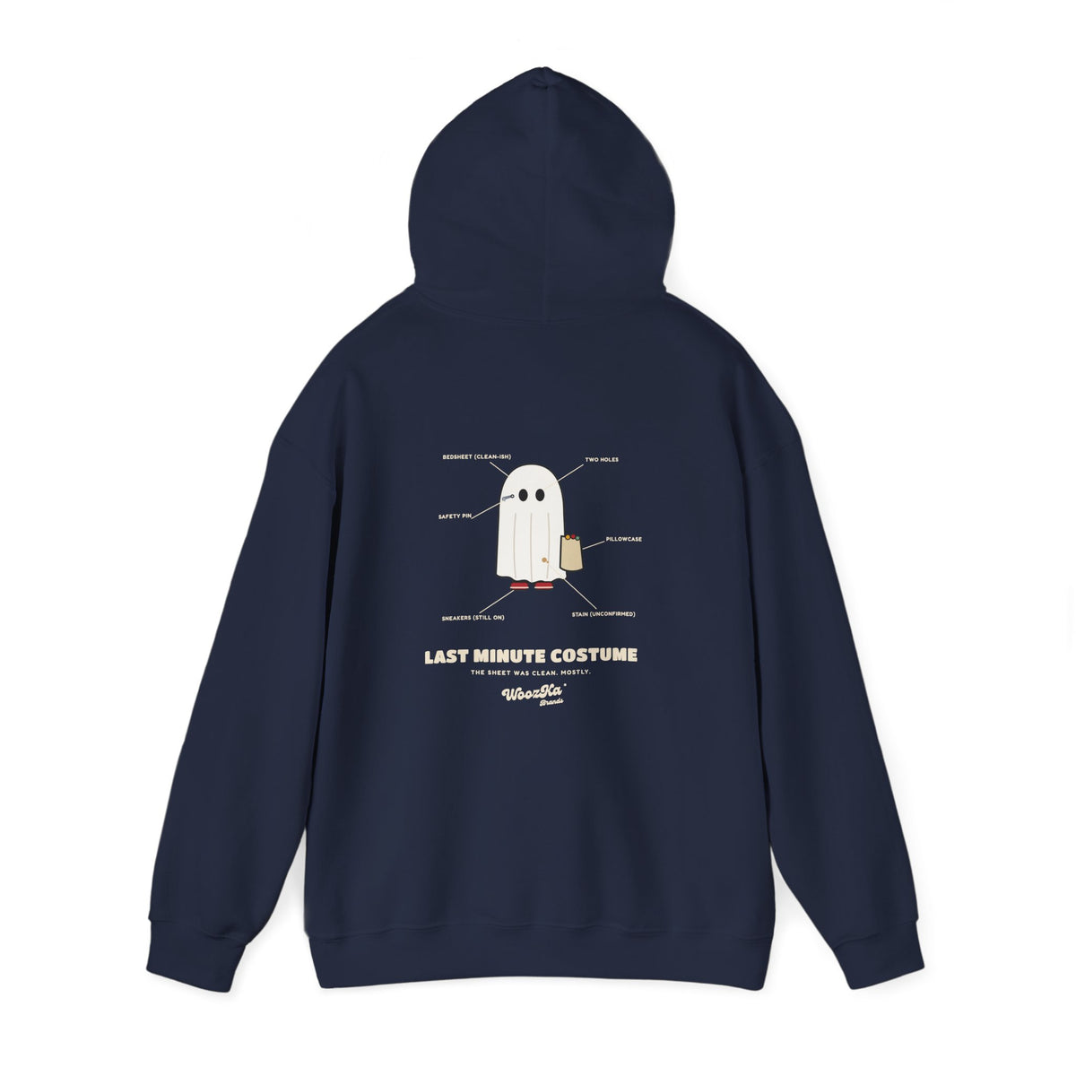 WoozKa Brands Lazy Halloween Costume Hoodie, Funny Ghost Sheet Back Print