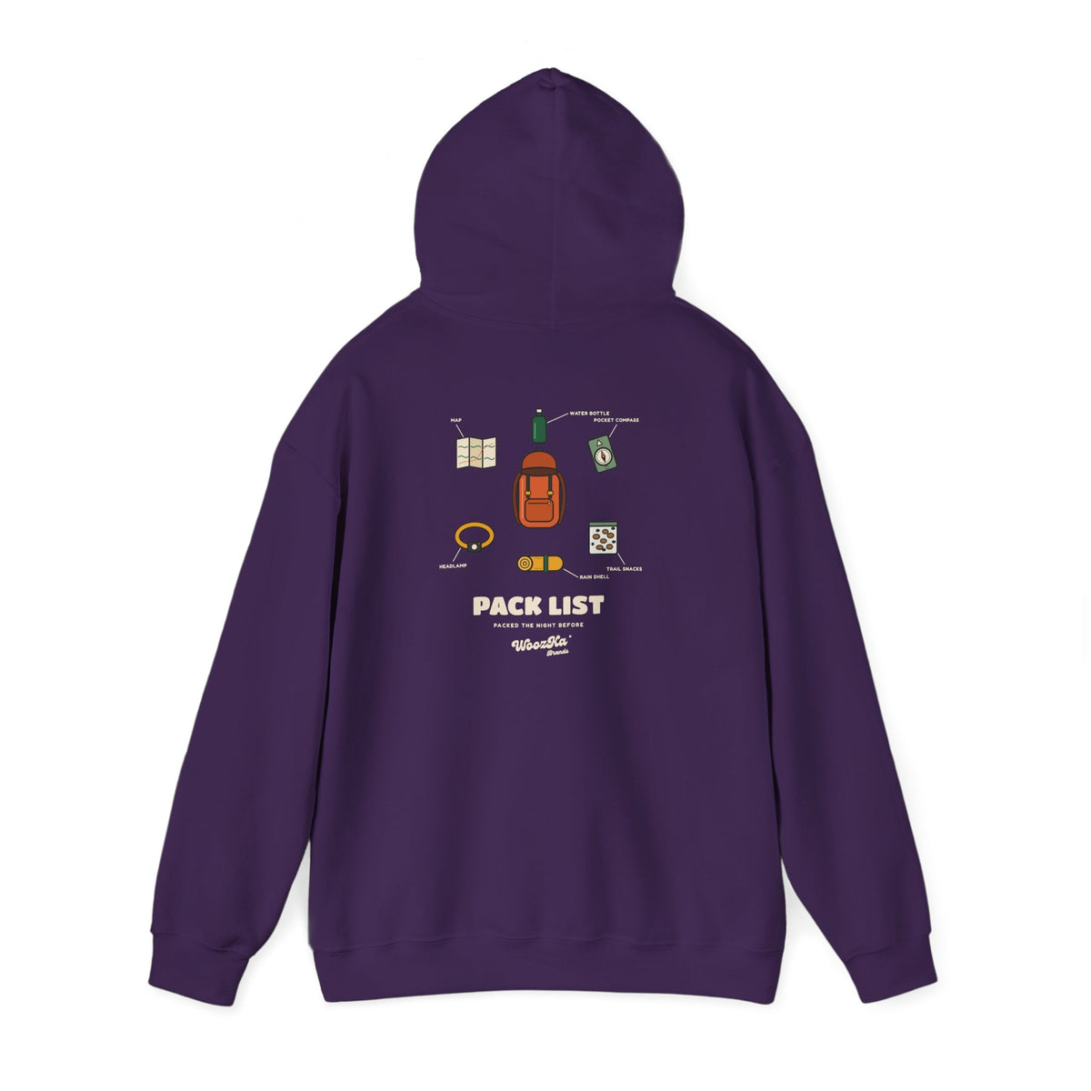 WoozKa Brands Hiking Hoodie, Backpacking Gear List Back Print