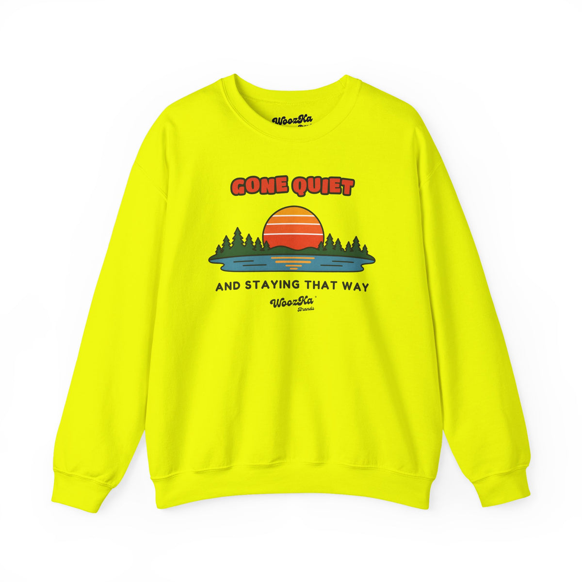 WoozKa Brands Retro Sunset Lake Sweatshirt, Nature Outdoors Front Print